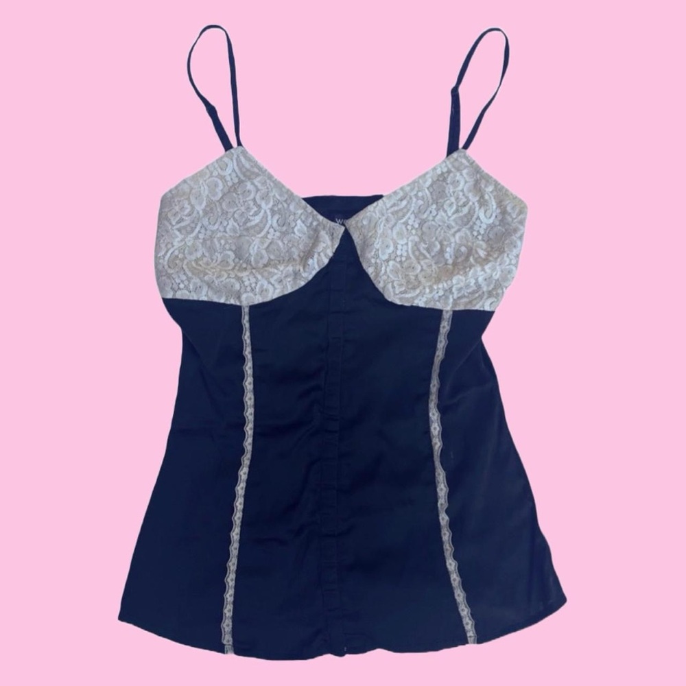 Wet Seal Black Camisole with White Lace